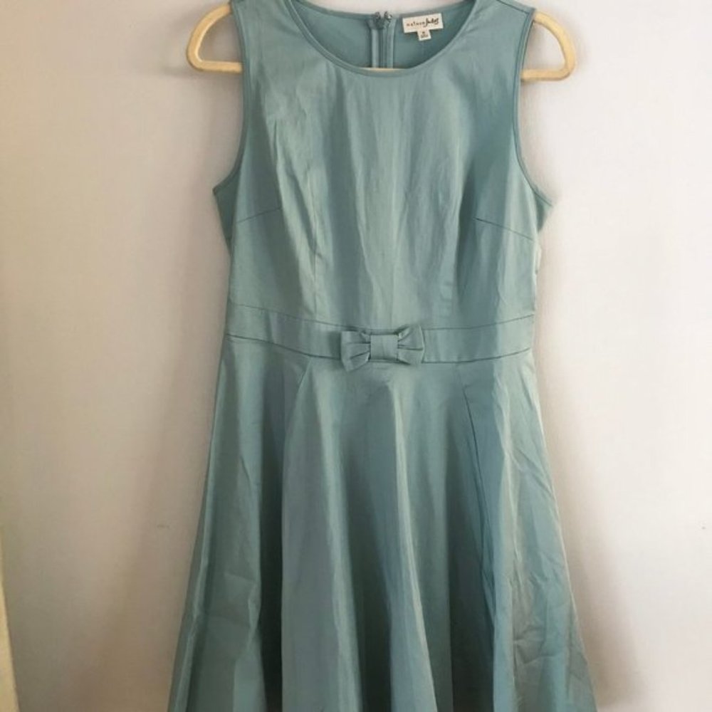 Maison Jules Fit & Flare Sage/Blue Dress (Size 6)